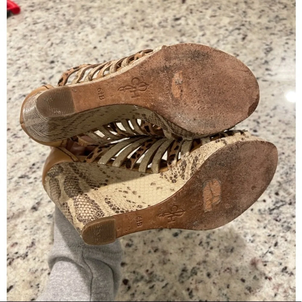 Cole Haan Air Minka Snakeskin and Cheetah Print Wedges